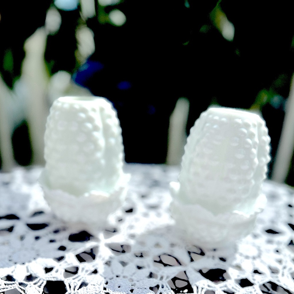 FENTON HOBNAIL FAIRY LAMPS (2)